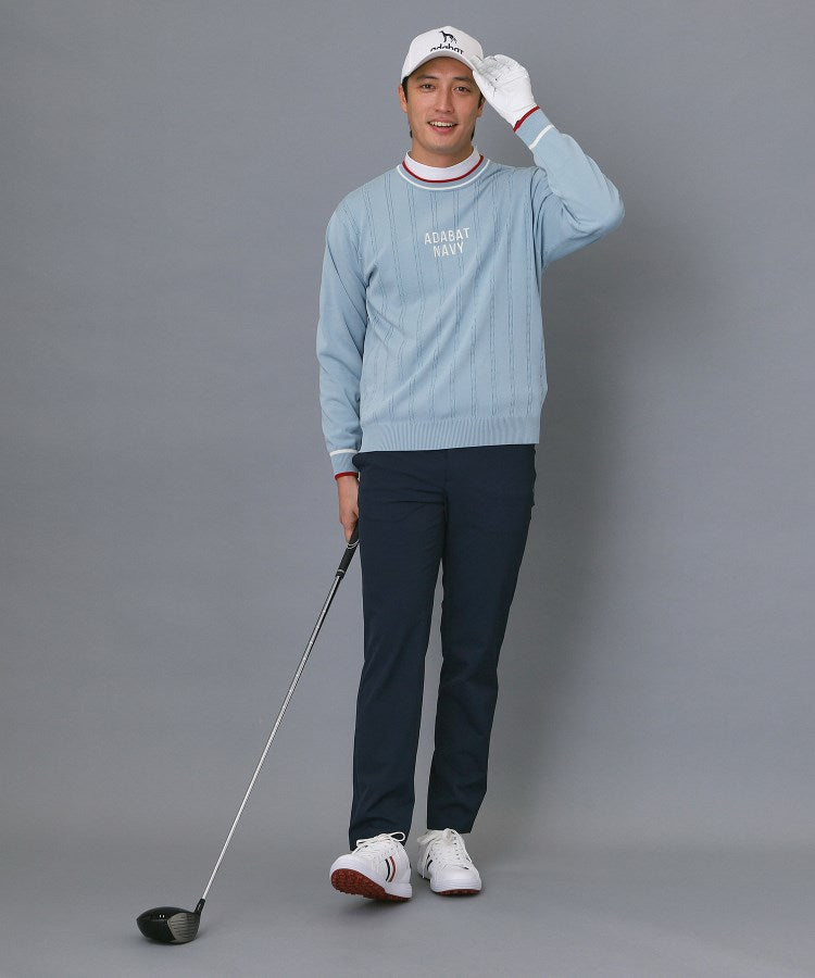 アダバット adabat ◆【ADABAT NAVY】ケーブルストライプクルーニット （ブルー(091)） ブルー(091)