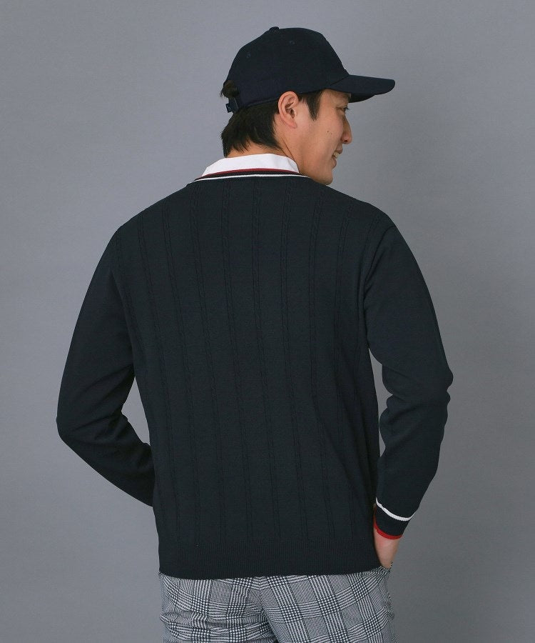 アダバット adabat ◆【ADABAT NAVY】ケーブルストライプクルーニット （ブルー(091)） ブルー(091)