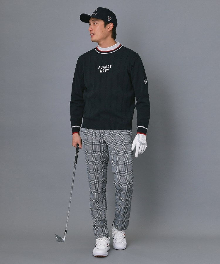 アダバット adabat ◆【ADABAT NAVY】ケーブルストライプクルーニット （ブルー(091)） ブルー(091)