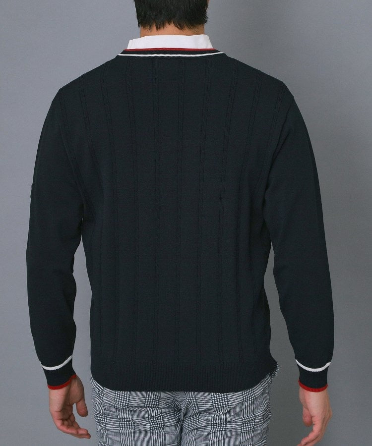 アダバット adabat ◆【ADABAT NAVY】ケーブルストライプクルーニット （ブルー(091)） ブルー(091)