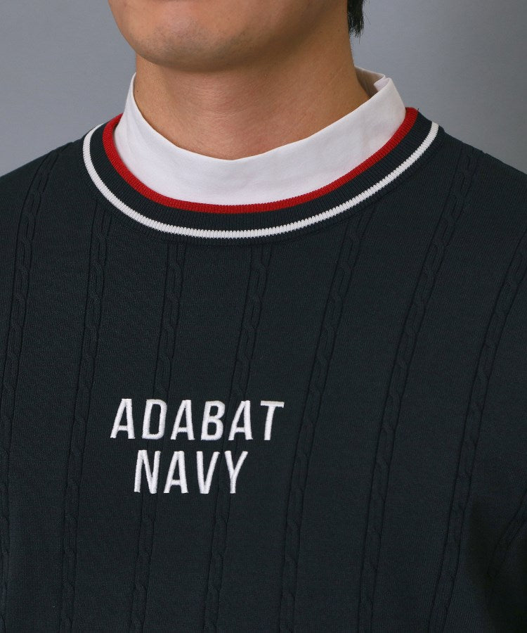 アダバット adabat ◆【ADABAT NAVY】ケーブルストライプクルーニット （ブルー(091)） ブルー(091)