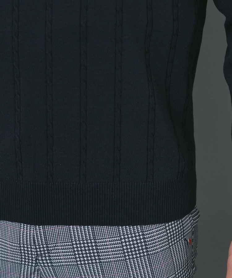 アダバット adabat ◆【ADABAT NAVY】ケーブルストライプクルーニット （ブルー(091)） ブルー(091)