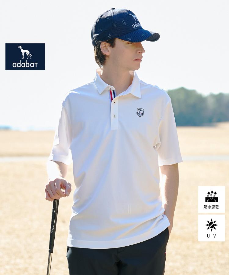 アダバット adabat 【ADABAT NAVY】シャダンカノコエンブレム半袖ポロシャツ （ホワイト(001)） ホワイト(001)