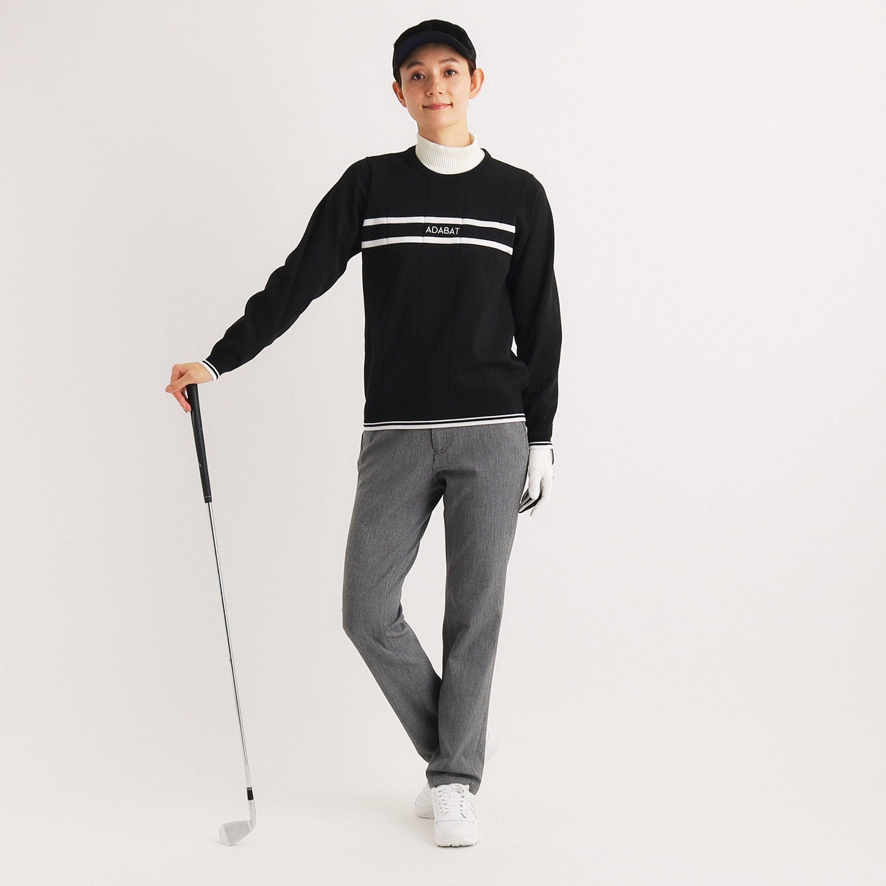 アダバット adabat ストレート ストレッチパンツ （ブラック(019)） ブラック(019)