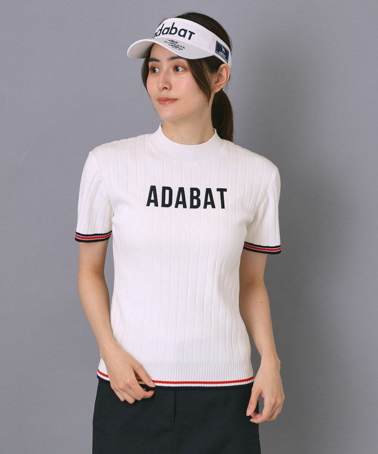 アダバット adabat 【ADABAT NAVY】フロントロゴワイドリブモックニット （ホワイト(002)） ホワイト(002)
