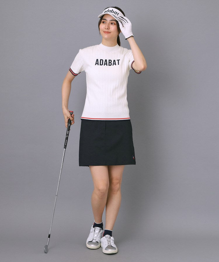 アダバット adabat 【ADABAT NAVY】フロントロゴワイドリブモックニット （ホワイト(002)） ホワイト(002)