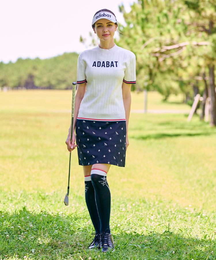 アダバット adabat 【ADABAT NAVY】フロントロゴワイドリブモックニット （ホワイト(002)） ホワイト(002)