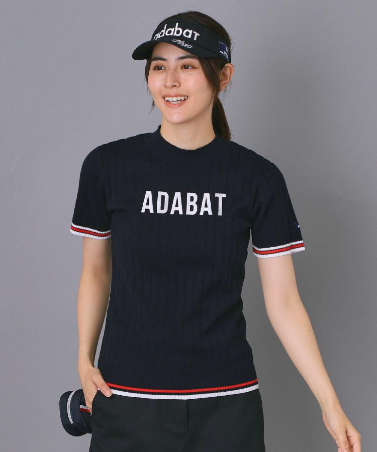 アダバット adabat 【ADABAT NAVY】フロントロゴワイドリブモックニット （ホワイト(002)） ホワイト(002)