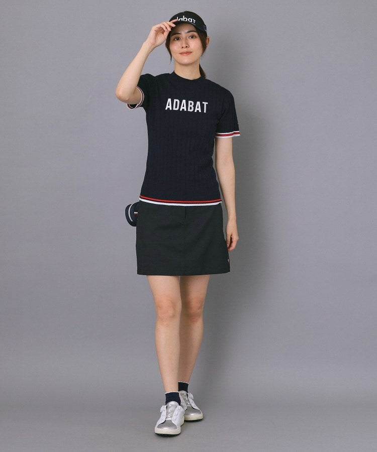 アダバット adabat 【ADABAT NAVY】フロントロゴワイドリブモックニット （ホワイト(002)） ホワイト(002)