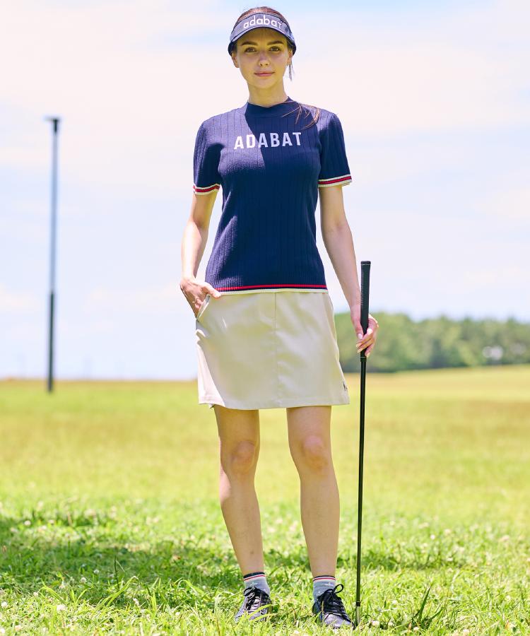アダバット adabat 【ADABAT NAVY】フロントロゴワイドリブモックニット （ホワイト(002)） ホワイト(002)