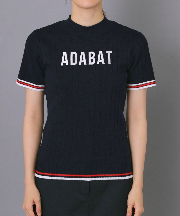 アダバット adabat 【ADABAT NAVY】フロントロゴワイドリブモックニット （ホワイト(002)） ホワイト(002)