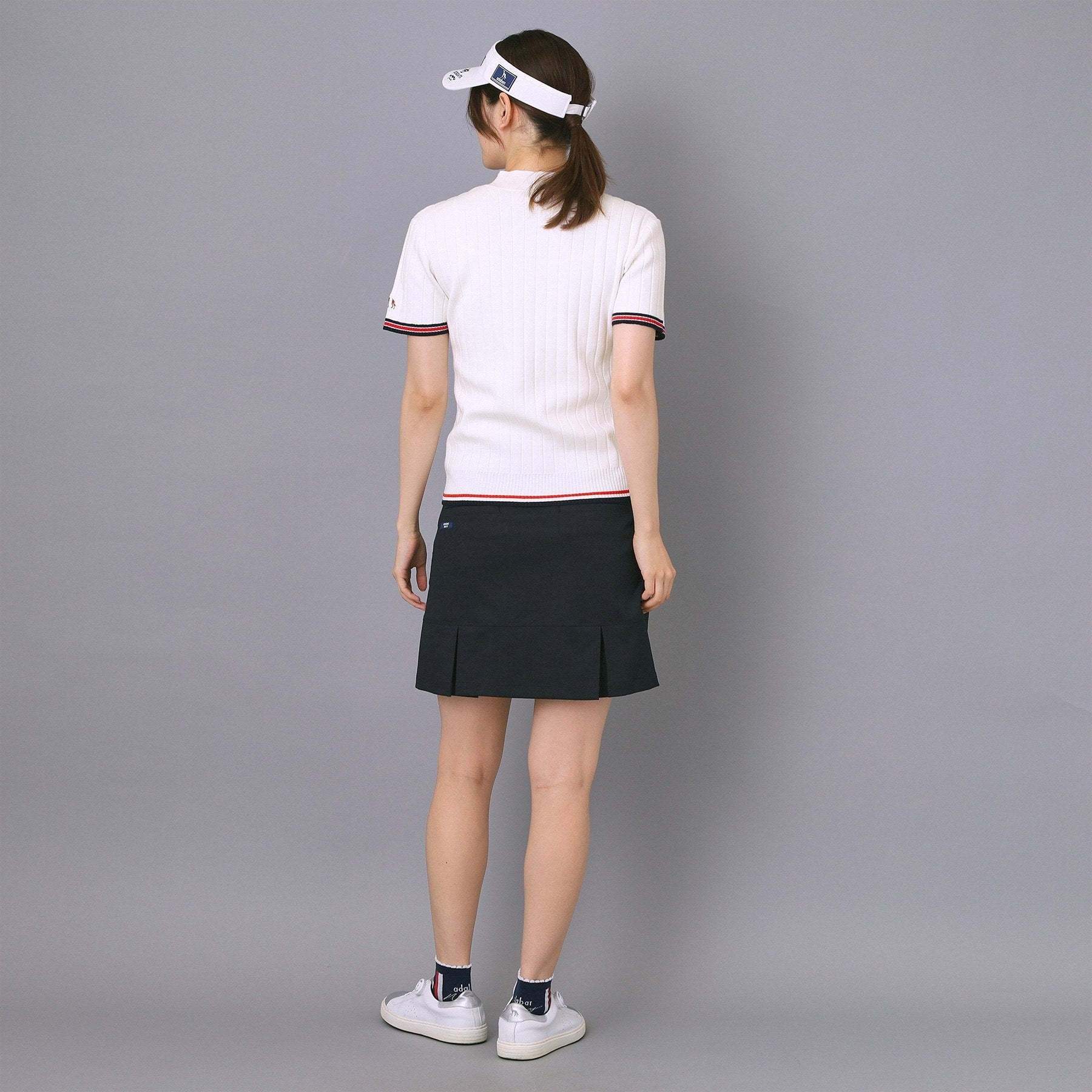 アダバット adabat 【ADABAT NAVY】フロントロゴワイドリブモックニット （ホワイト(002)） ホワイト(002)