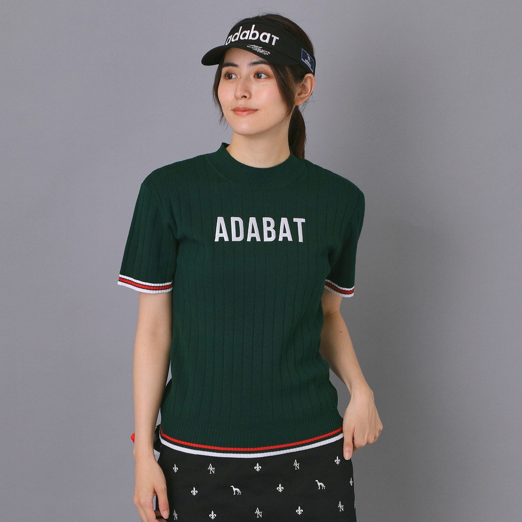アダバット adabat 【ADABAT NAVY】フロントロゴワイドリブモックニット （ホワイト(002)） ホワイト(002)