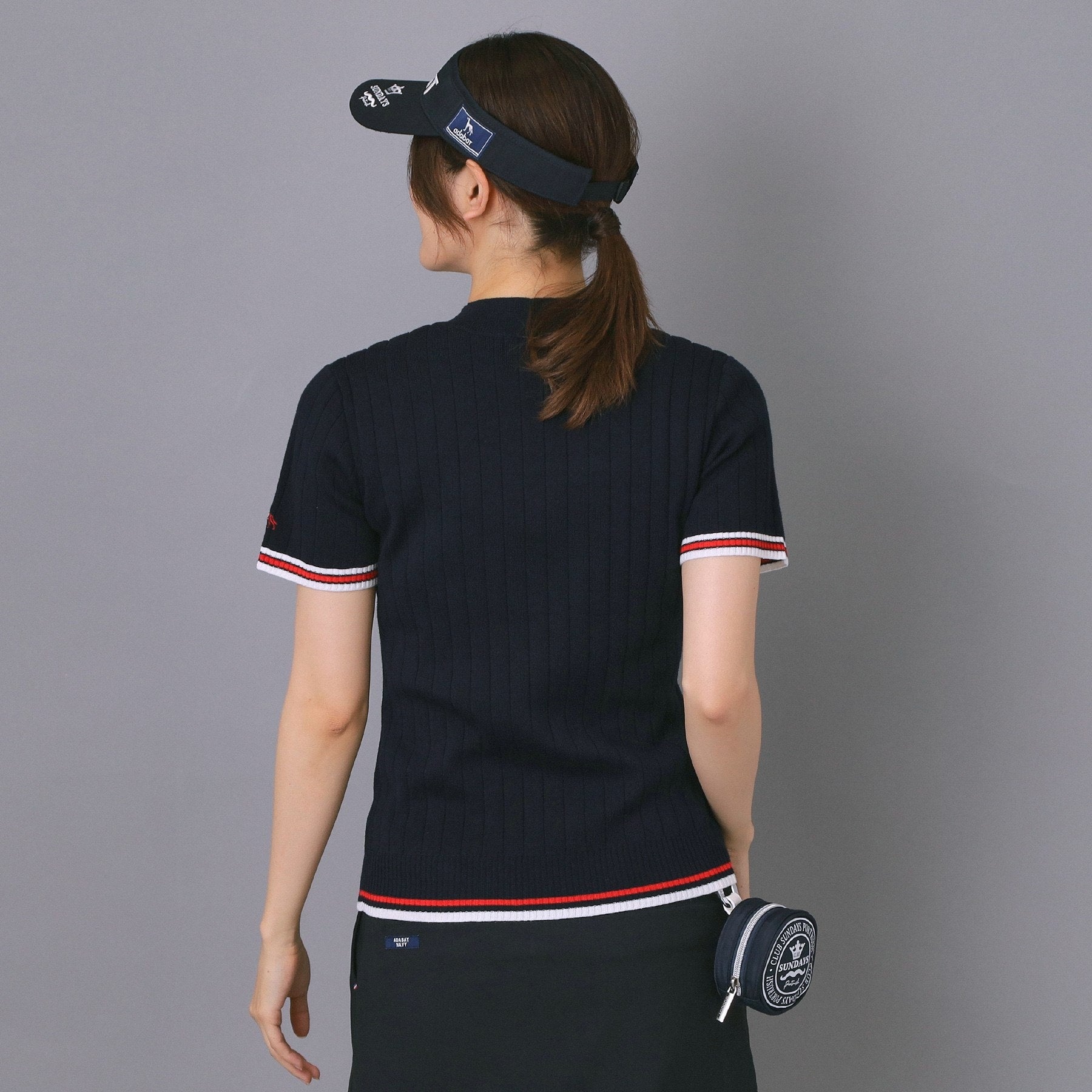 アダバット adabat 【ADABAT NAVY】フロントロゴワイドリブモックニット （ホワイト(002)） ホワイト(002)