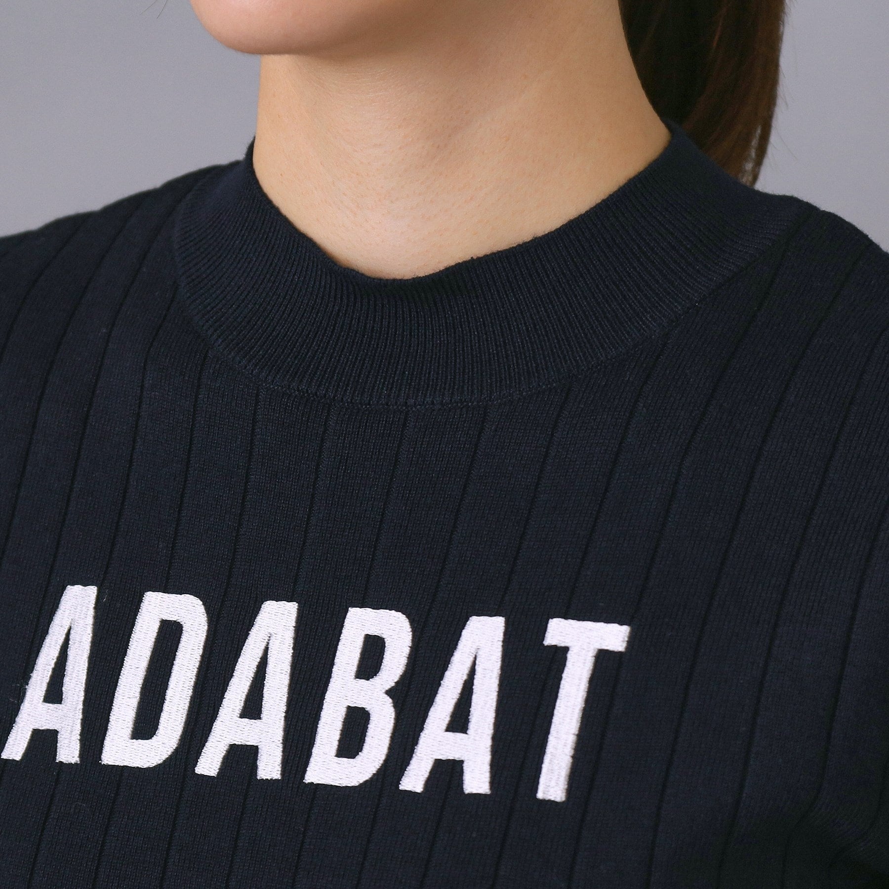 アダバット adabat 【ADABAT NAVY】フロントロゴワイドリブモックニット （ホワイト(002)） ホワイト(002)