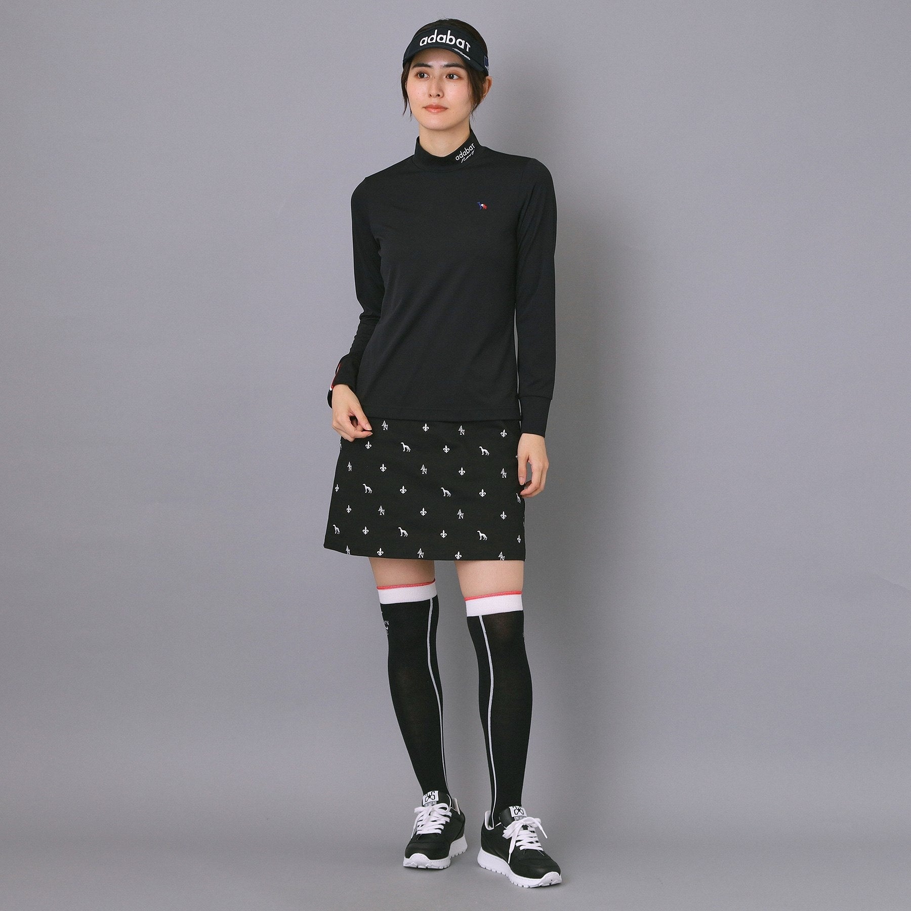 アダバット adabat 【ADABAT NAVY】インナー長袖モックネックT （ブラック(019)） ブラック(019)