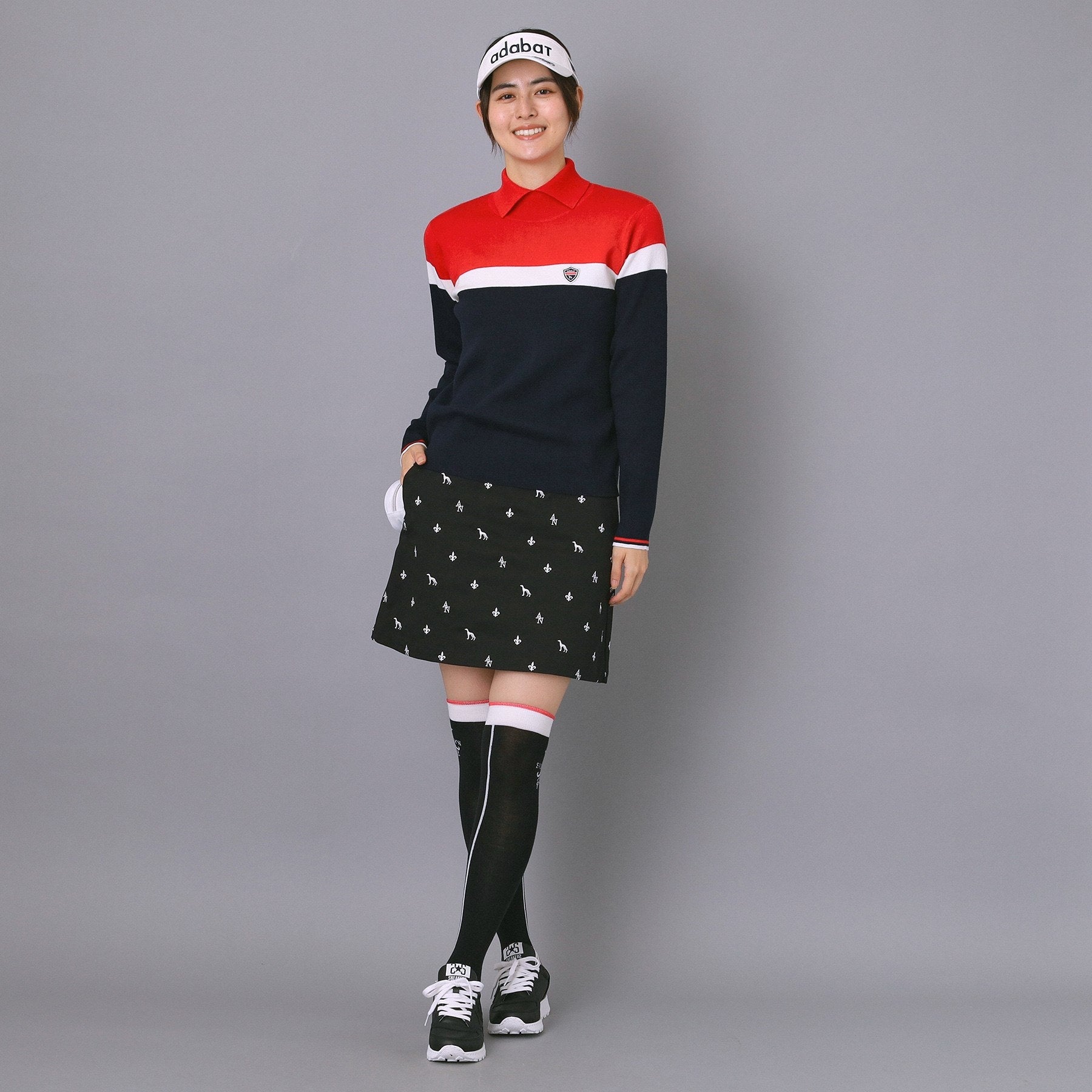 アダバット adabat 【ADABAT NAVY】トリコロールスプリットカラーニット （レッド(062)） レッド(062)