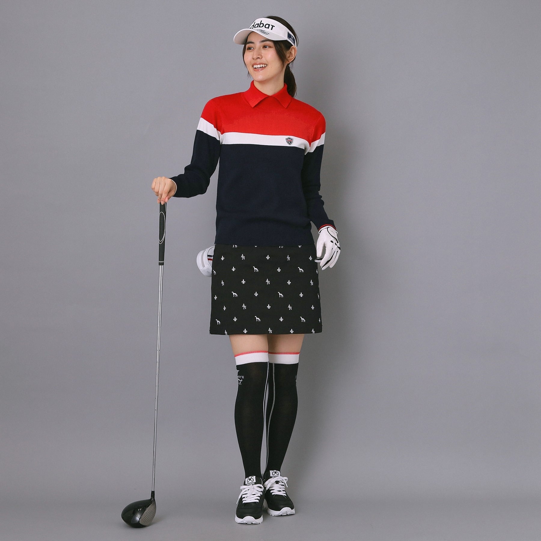 アダバット adabat 【ADABAT NAVY】トリコロールスプリットカラーニット （レッド(062)） レッド(062)