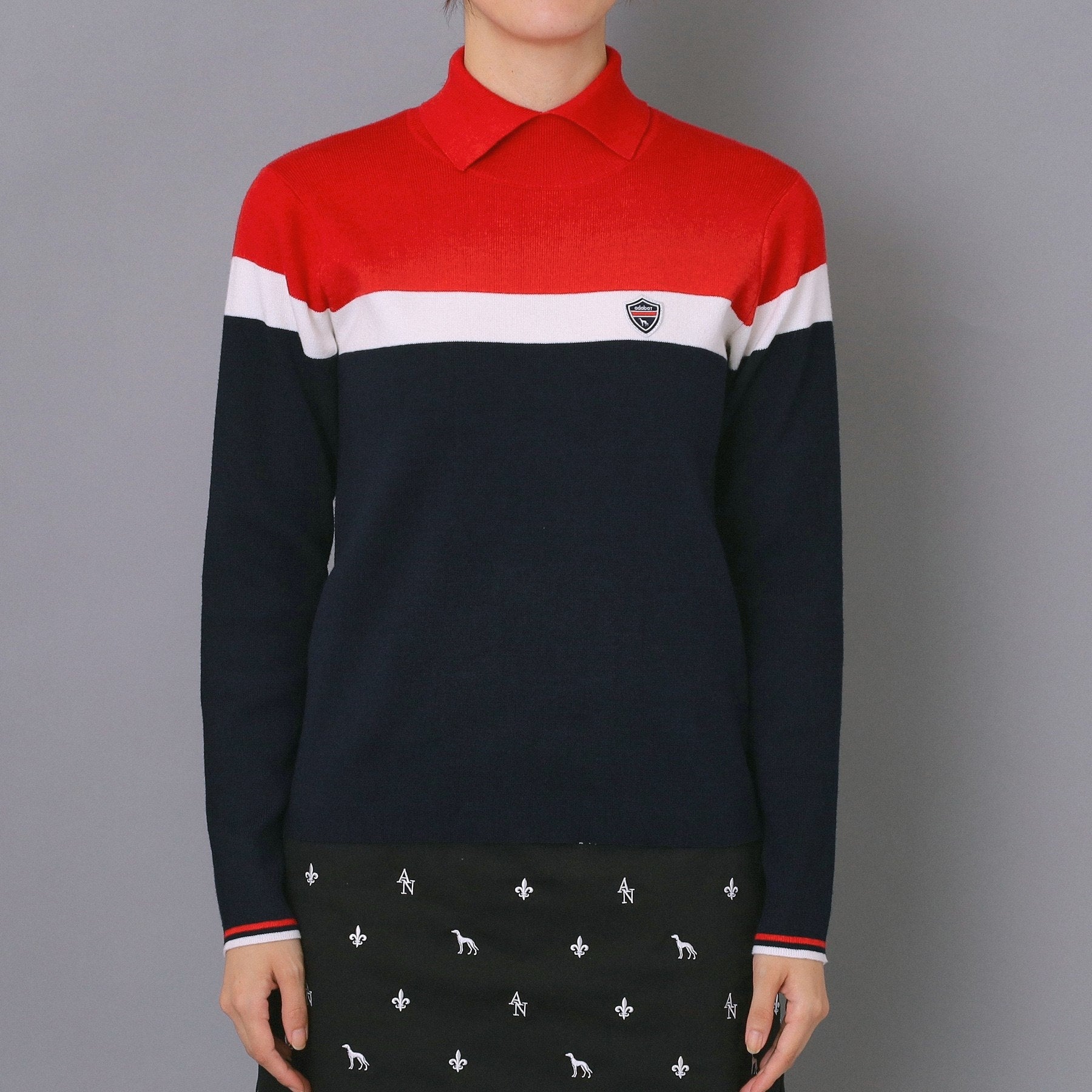 アダバット adabat 【ADABAT NAVY】トリコロールスプリットカラーニット （レッド(062)） レッド(062)