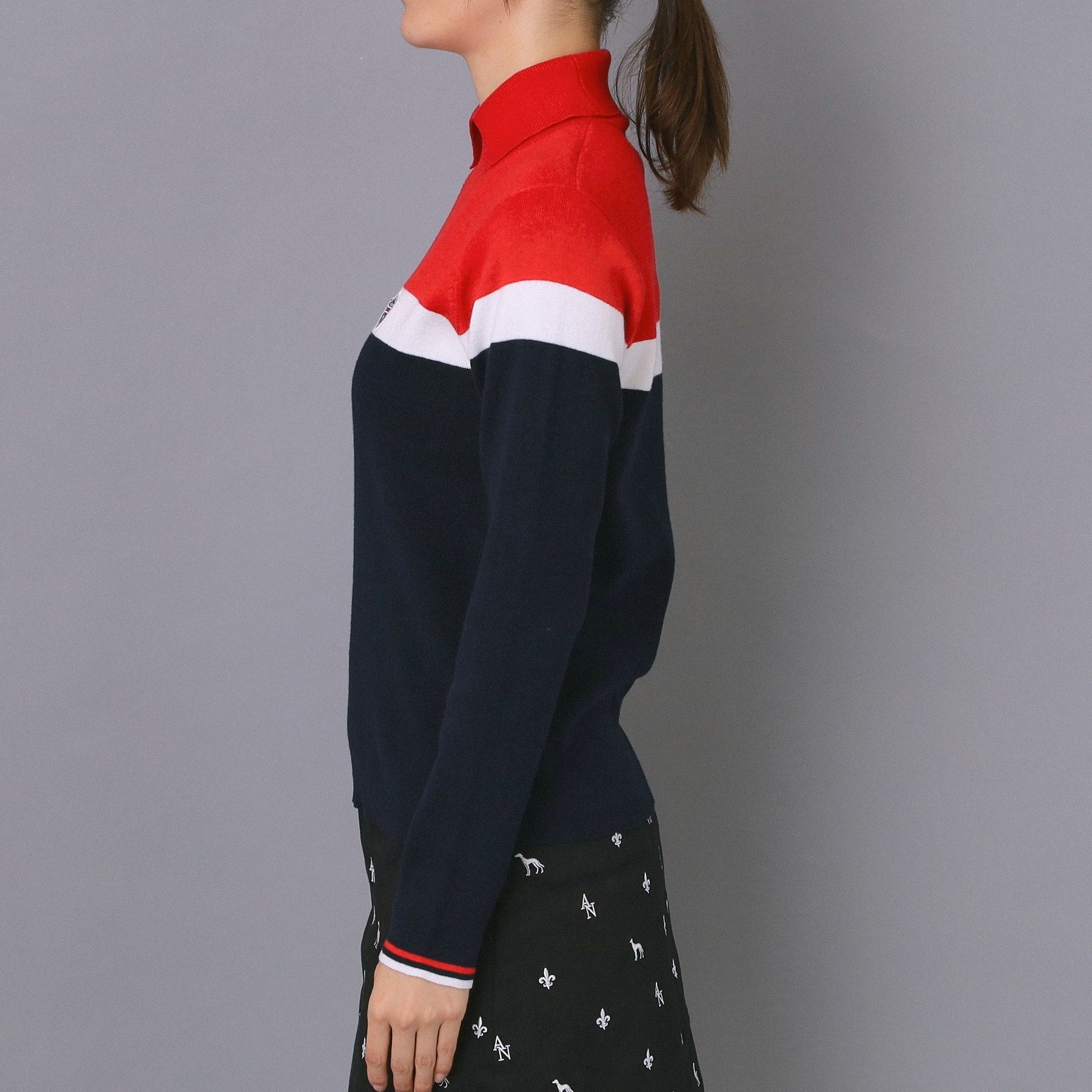 アダバット adabat 【ADABAT NAVY】トリコロールスプリットカラーニット （レッド(062)） レッド(062)