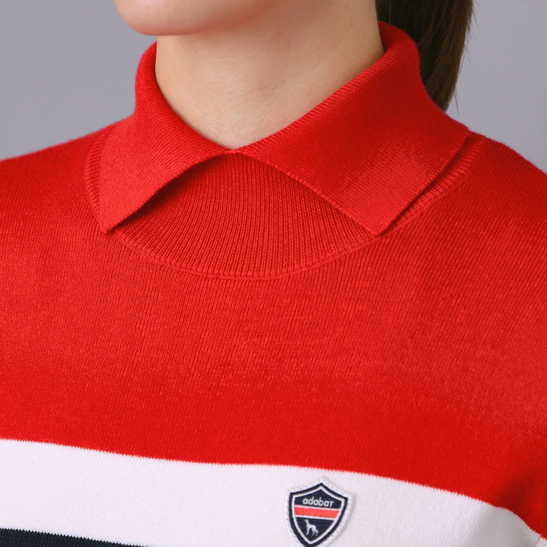 アダバット adabat 【ADABAT NAVY】トリコロールスプリットカラーニット （レッド(062)） レッド(062)