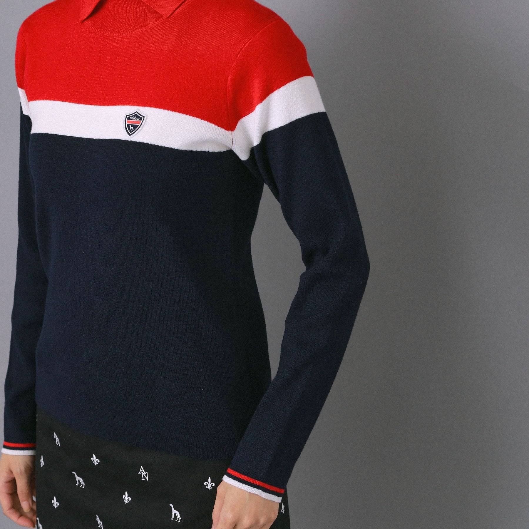 アダバット adabat 【ADABAT NAVY】トリコロールスプリットカラーニット （レッド(062)） レッド(062)