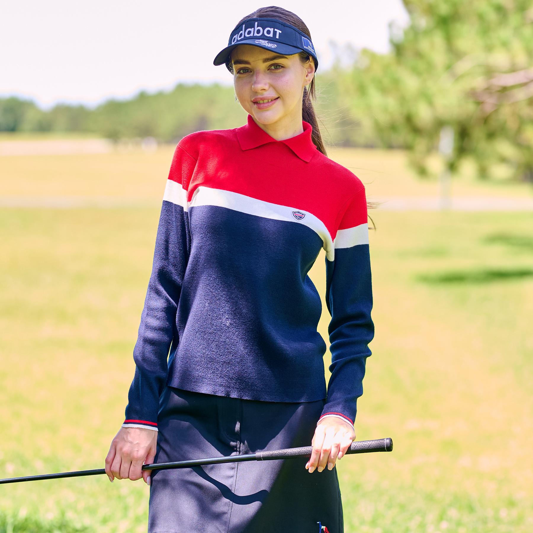 アダバット adabat 【ADABAT NAVY】トリコロールスプリットカラーニット （レッド(062)） レッド(062)