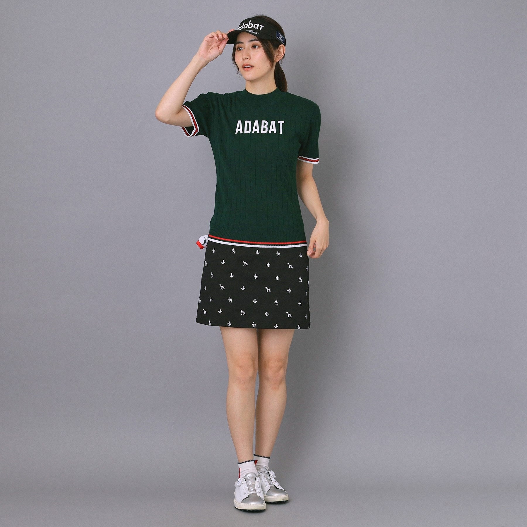 アダバット adabat 【ADABAT NAVY】エンブロイダリーモノグラムスカート （ブラック(019)） ブラック(019)