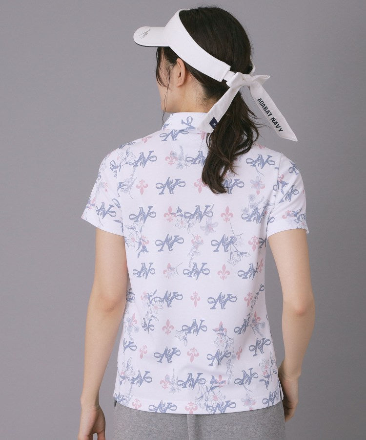 アダバット adabat ◆【ADABAT NAVY】ロゴモノグラムプリント半袖ポロシャツ （ネイビー(194)） ネイビー(194)