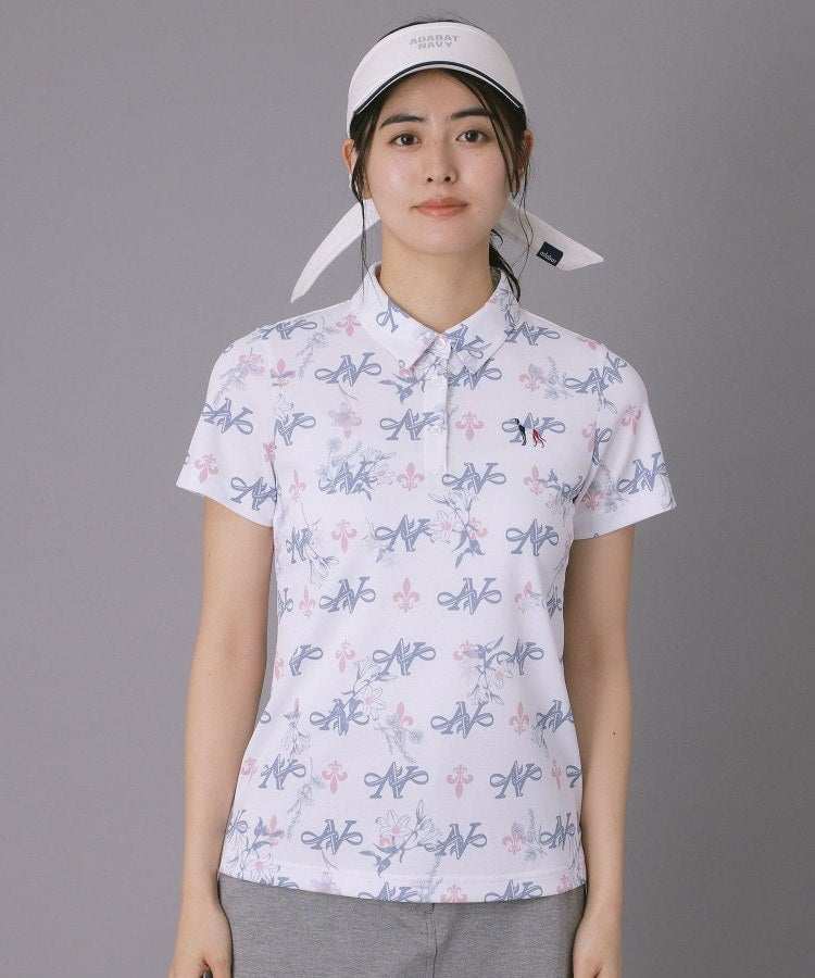 アダバット adabat ◆【ADABAT NAVY】ロゴモノグラムプリント半袖ポロシャツ （ネイビー(194)） ネイビー(194)