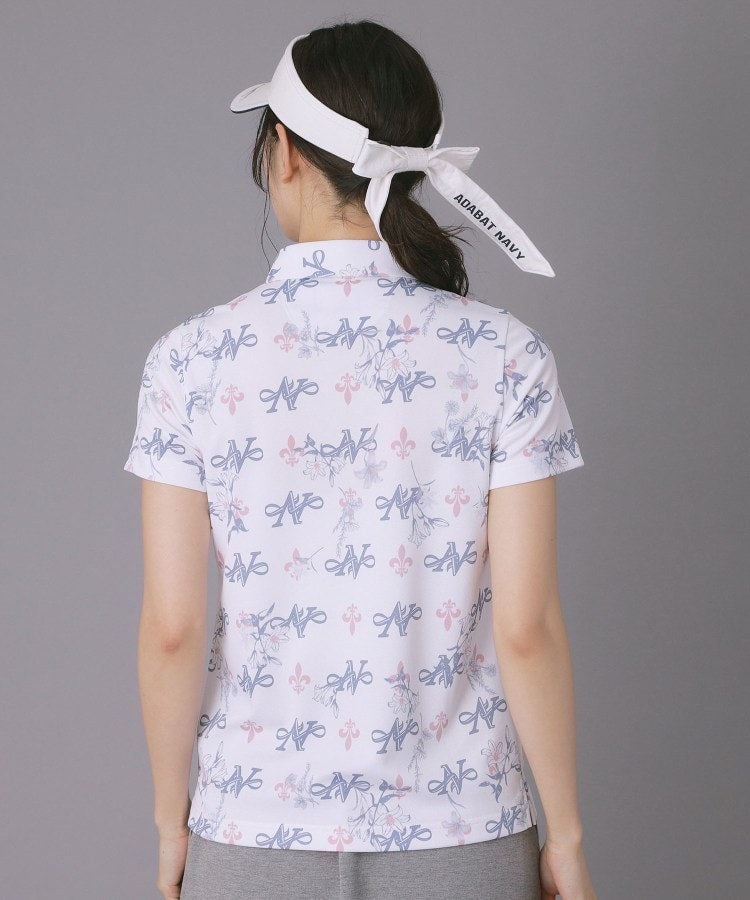 アダバット adabat ◆【ADABAT NAVY】ロゴモノグラムプリント半袖ポロシャツ （ネイビー(194)） ネイビー(194)