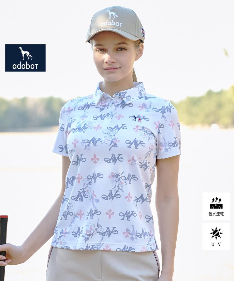 アダバット adabat ◆【ADABAT NAVY】ロゴモノグラムプリント半袖ポロシャツ （ライトピンク(170)） ライトピンク(170)