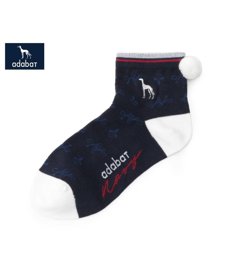 アダバット adabat ◆【ADABAT NAVY】ポンポンショートソックス （ネイビー(094)） ネイビー(094)