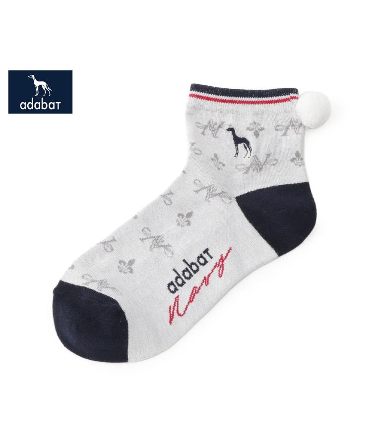 アダバット adabat ◆【ADABAT NAVY】ポンポンショートソックス （ライトグレー(011)） ライトグレー(011)