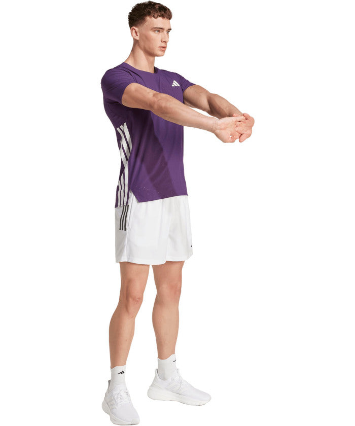 アディダス adidas アディダス adidas アディゼロ ランニング半袖 T シャツ  JOM26 （JV7171 オーロラプラム） JV7171 オーロラプラム