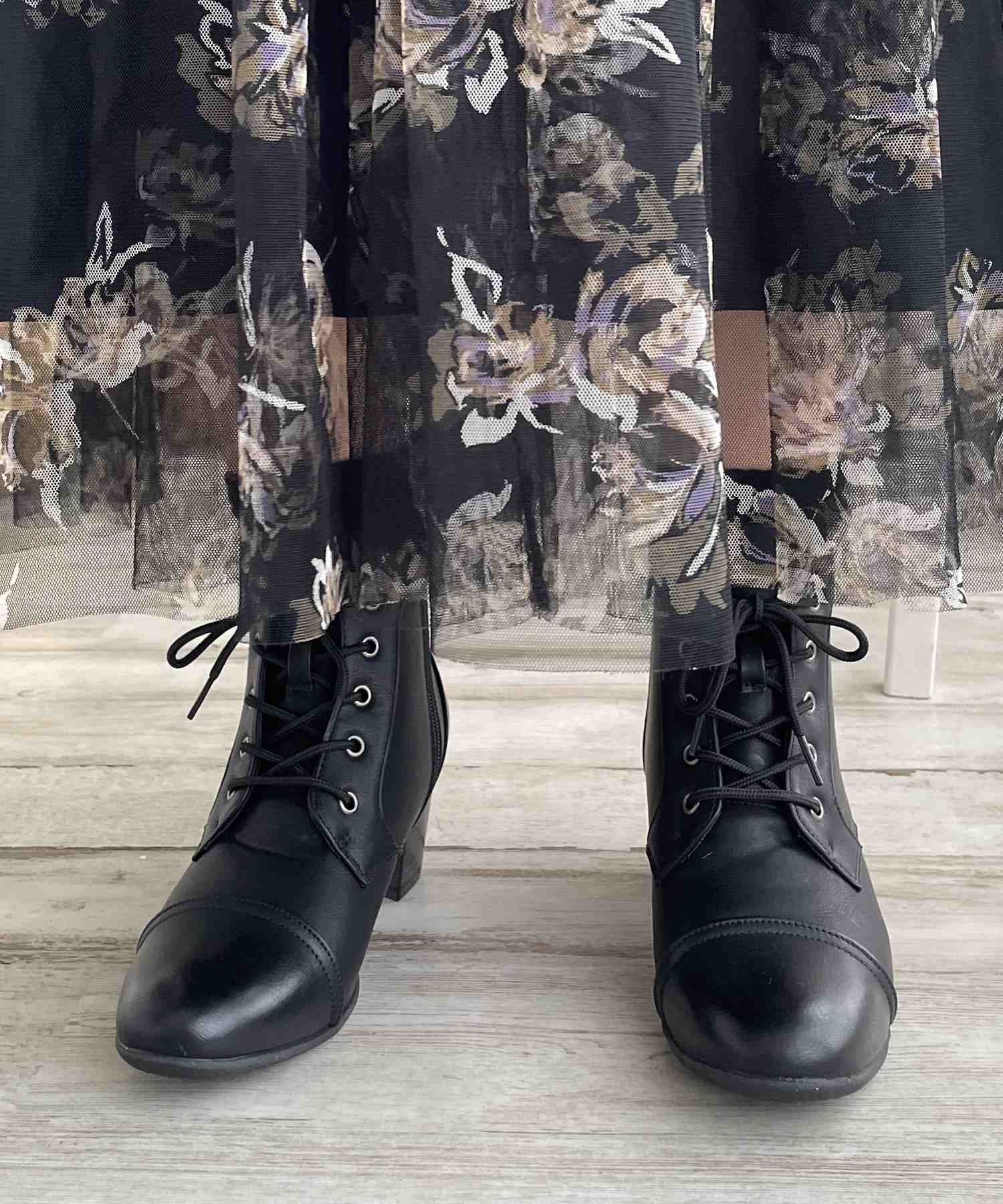 アドット adottona アンティーク加工レースアップブーツ （BLK） BLK