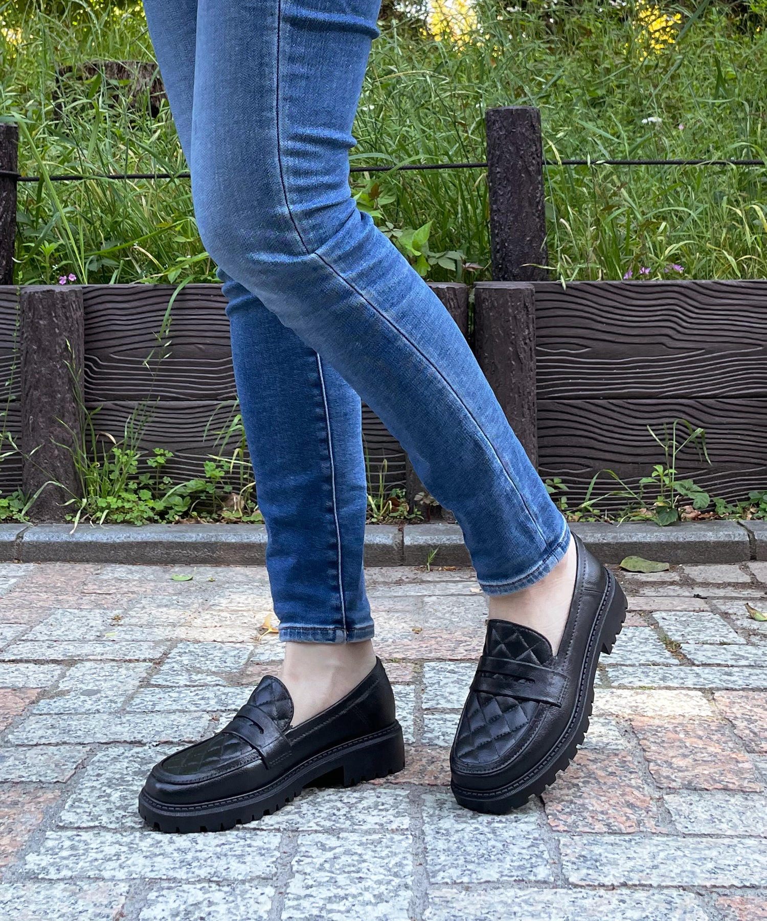 アドット adottona 【完全防水】ステッチ入りレインローファー【晴雨兼用】 （BLK） BLK