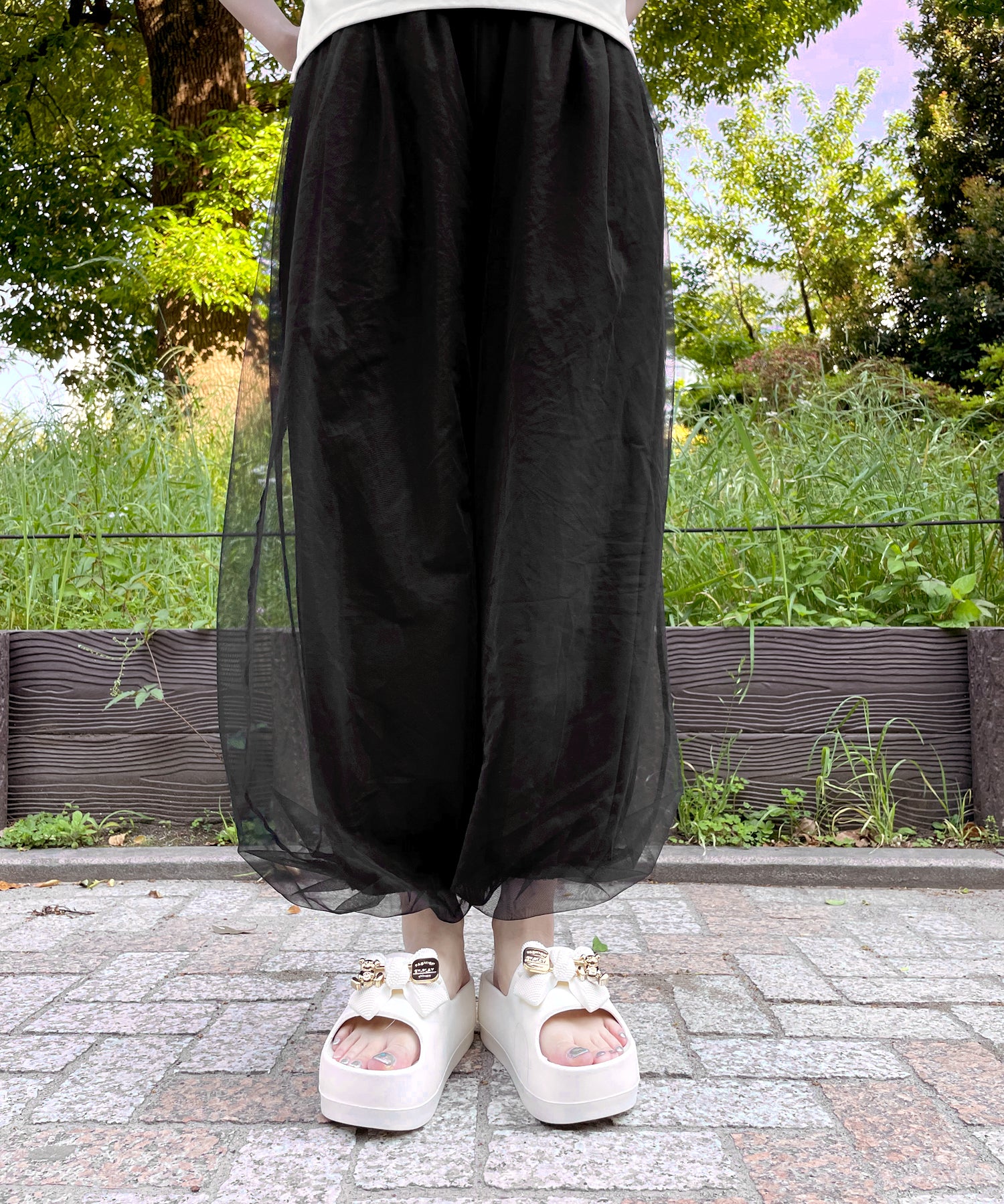 アドット adottona 【軽量】リボンモチーフつき厚底シャワーサンダル （WHT） WHT