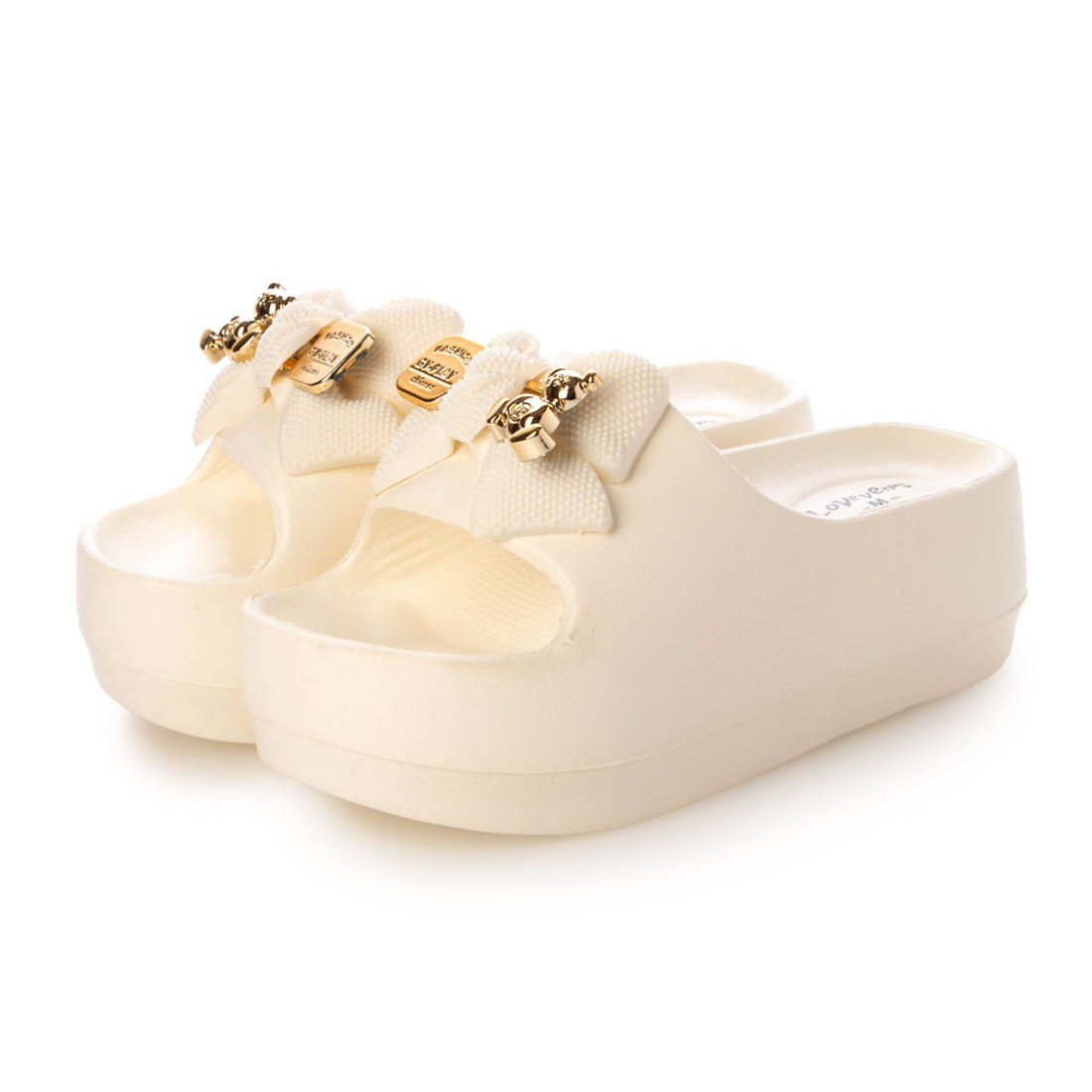 アドット adottona 【軽量】リボンモチーフつき厚底シャワーサンダル （WHT） WHT