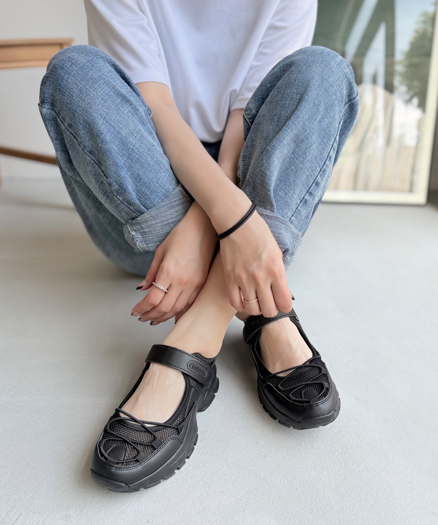 アドット adottona 【軽量】スポーツサンダルスニーカー【簡単着脱】 （BLK） BLK