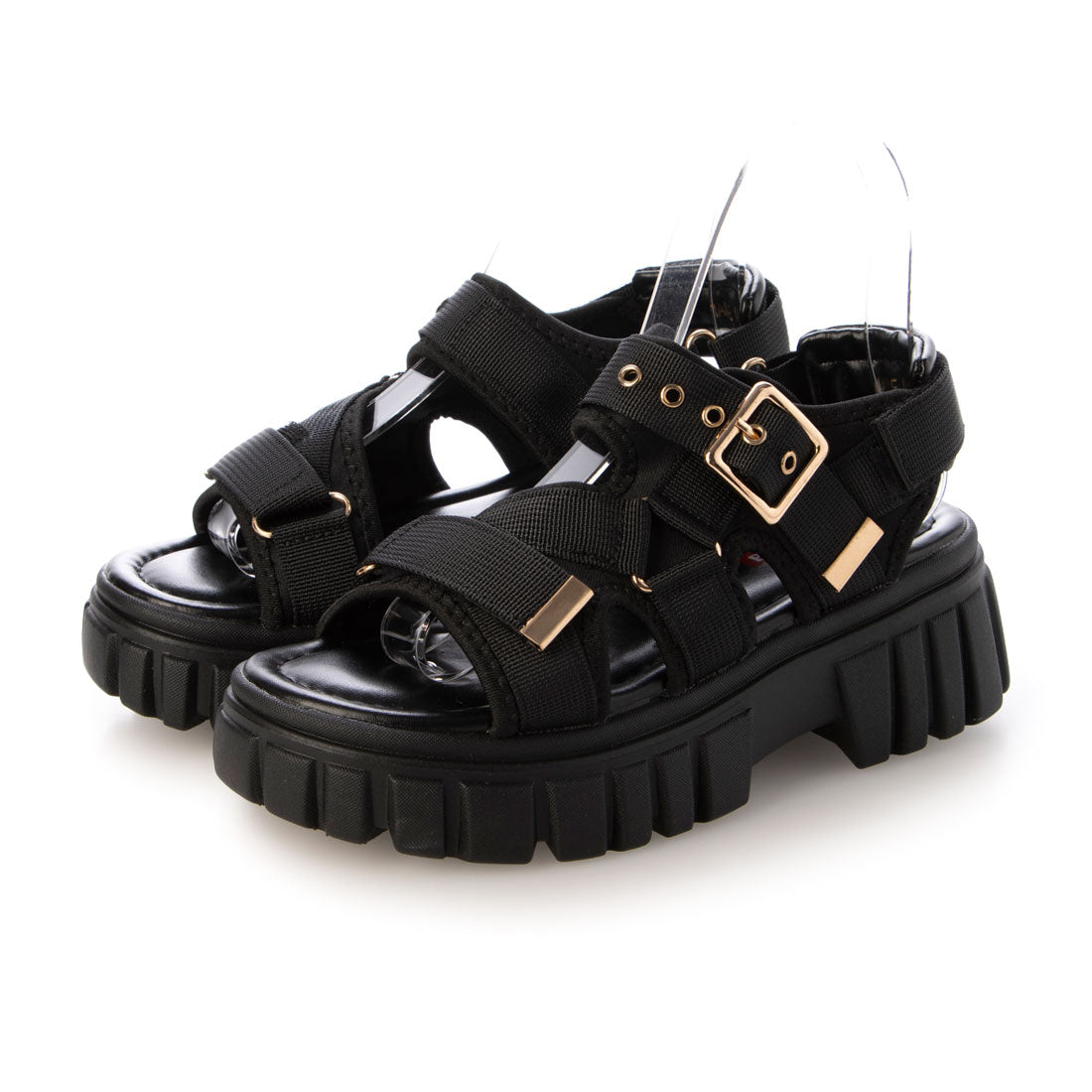 アドット adottona 【厚底】ベルクロスポーツサンダル （BLK） BLK