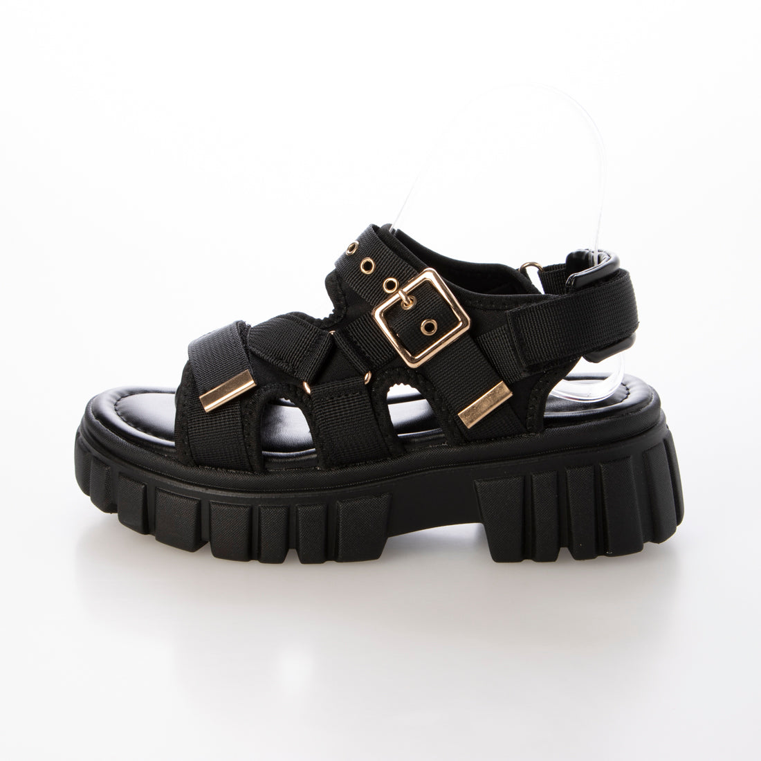 アドット adottona 【厚底】ベルクロスポーツサンダル （BLK） BLK