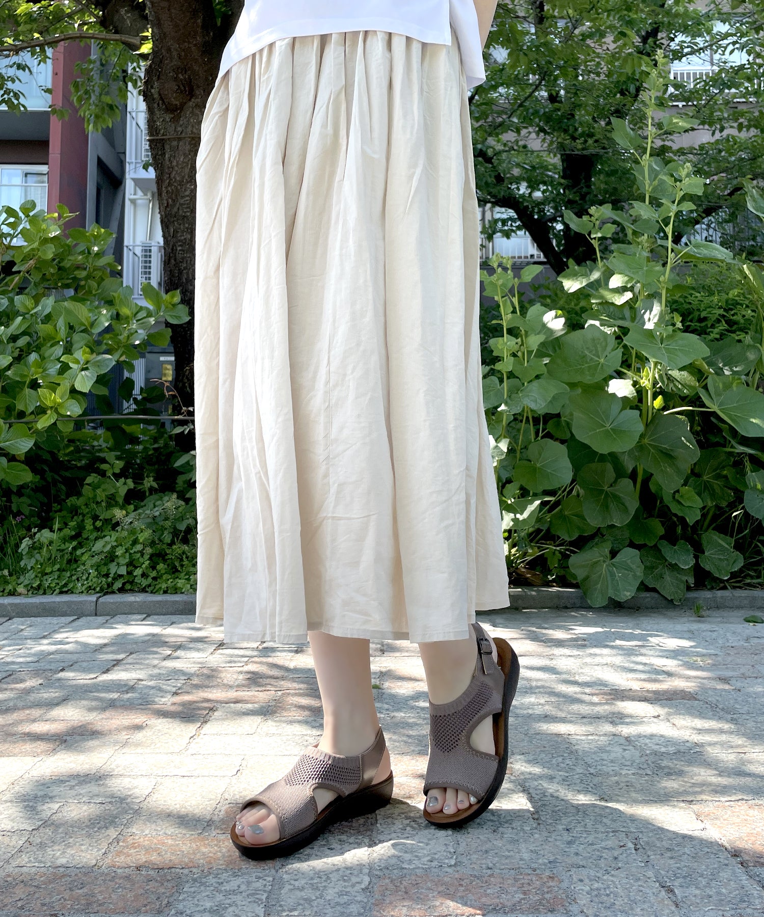 アドット adottona 【伸縮】リブメッシュコンフォートサンダル【幅広ワイズ】 （OAK） OAK