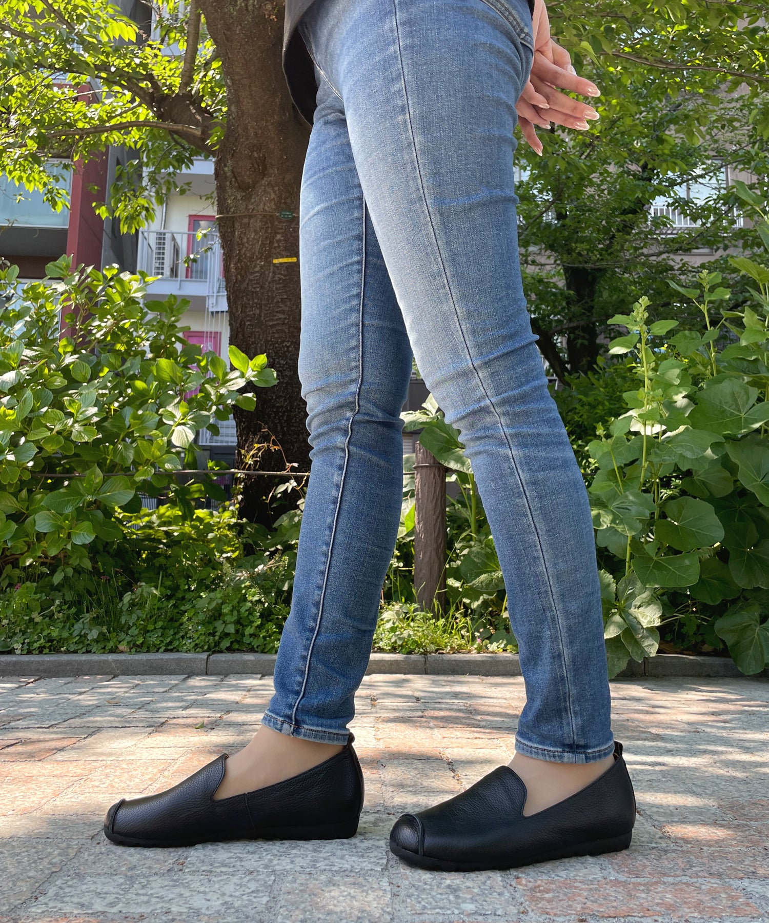 アドット adottona 【日本製】コンフォートフラットオペラパンプス【本革】 （BLK） BLK