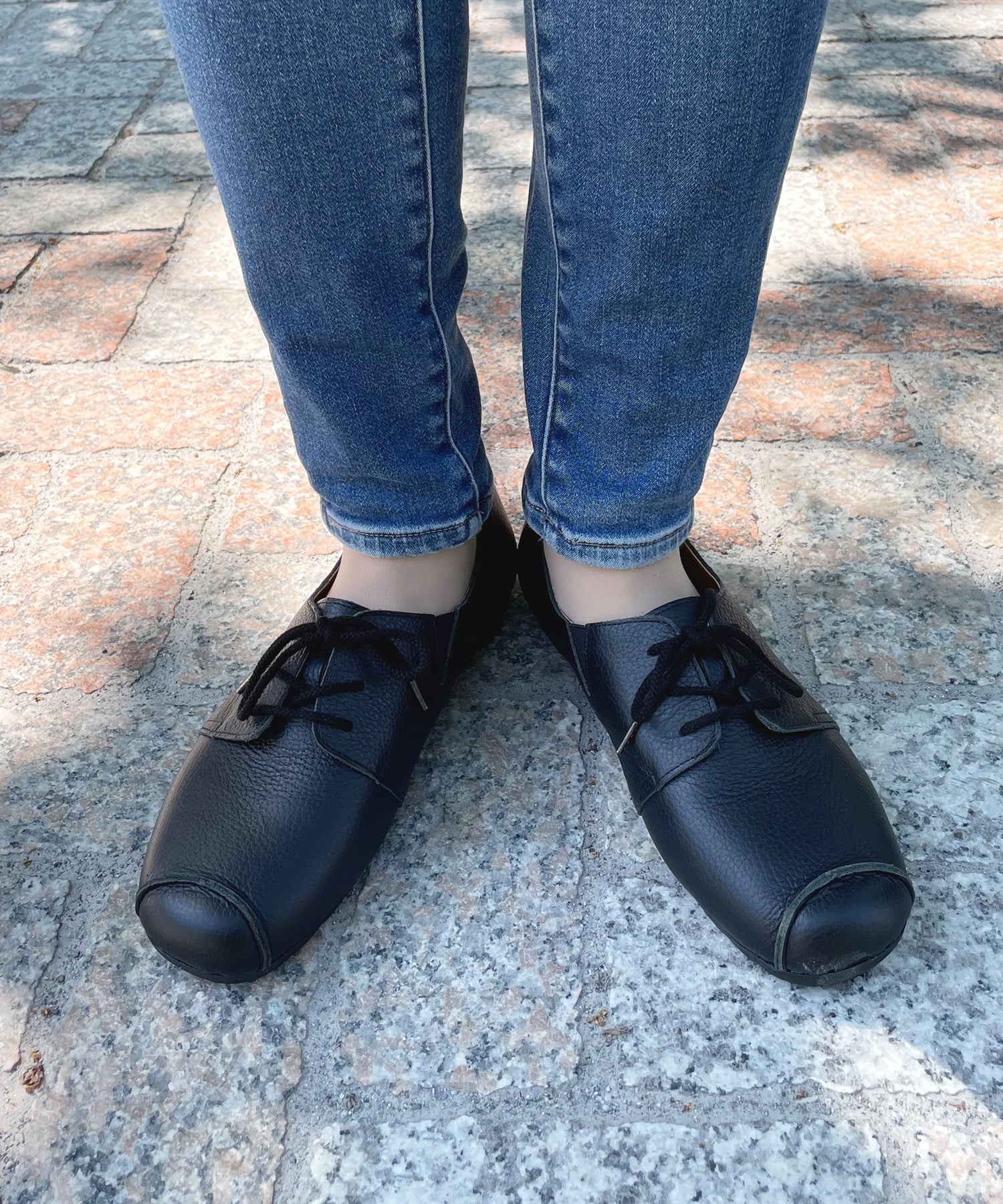 アドット adottona 【日本製】レースアップコンフォートパンプス【本革】 （BLK） BLK