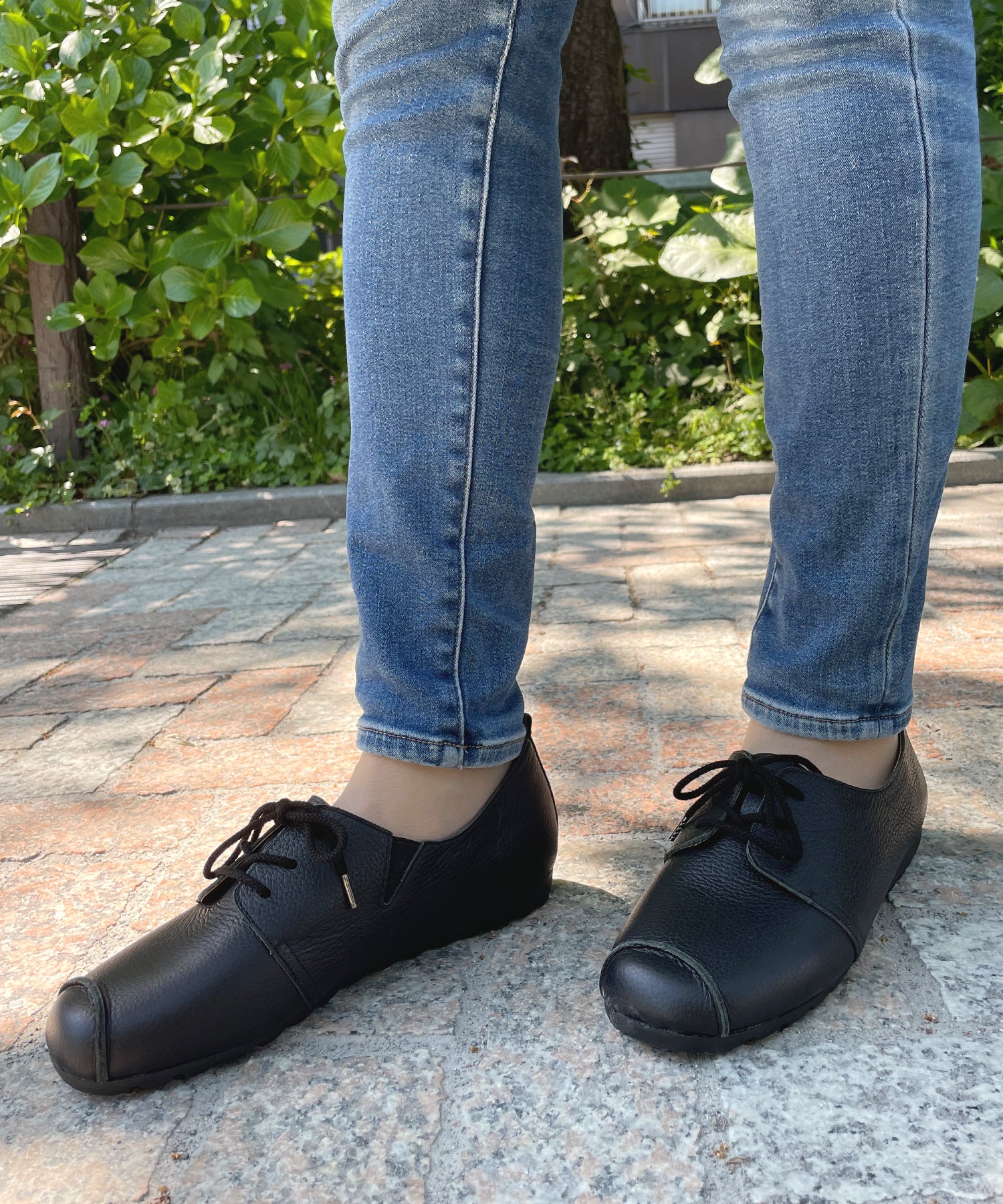 アドット adottona 【日本製】レースアップコンフォートパンプス【本革】 （BLK） BLK