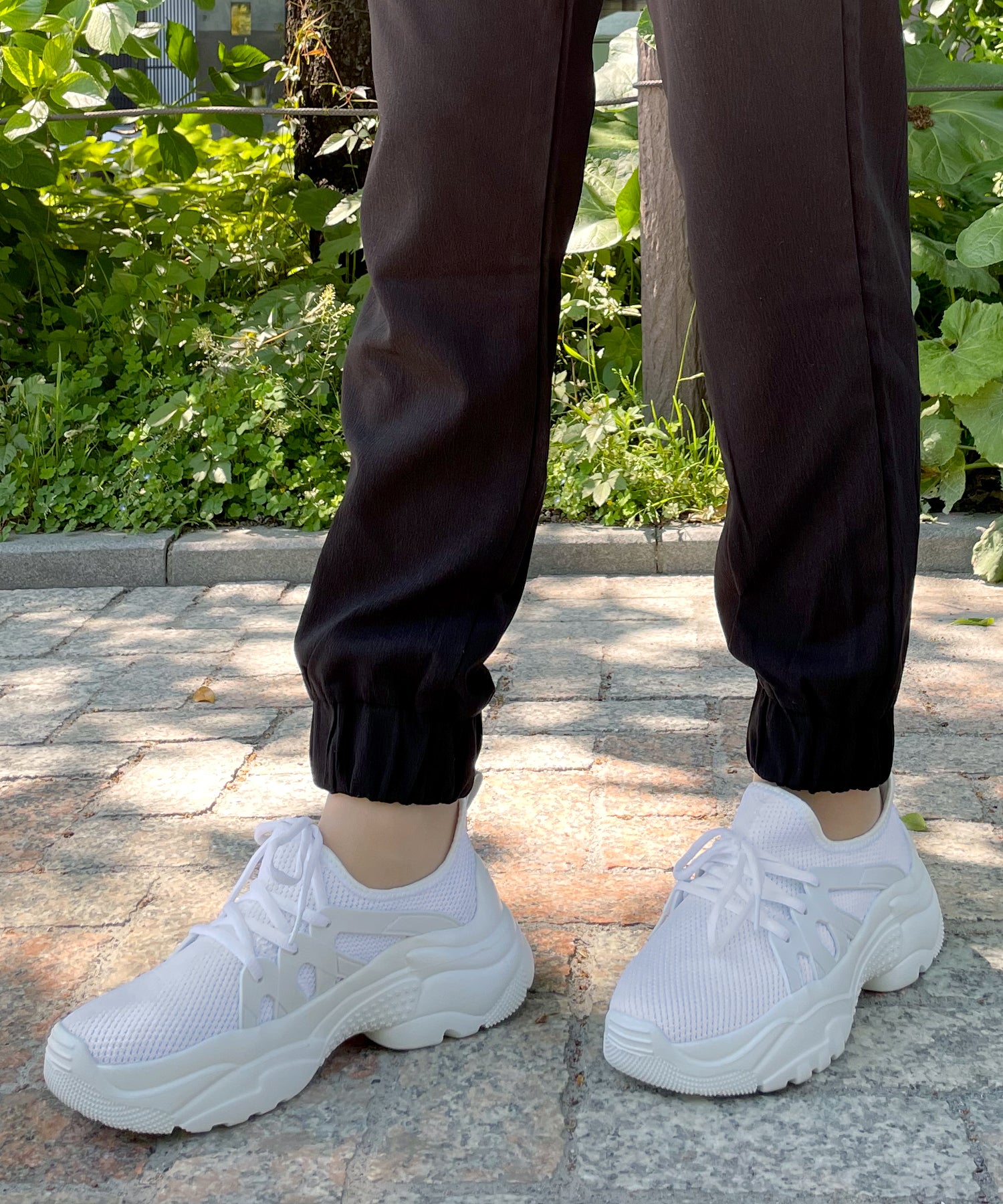 アドット adottona 【厚底】らくちんニットダッドスニーカー【軽量】 （WHT） WHT