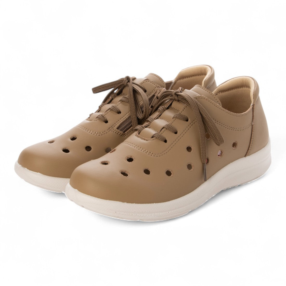アドット adottona 【軽量】ファスナー付きパンチングコンフォートスニーカー （OAK） OAK