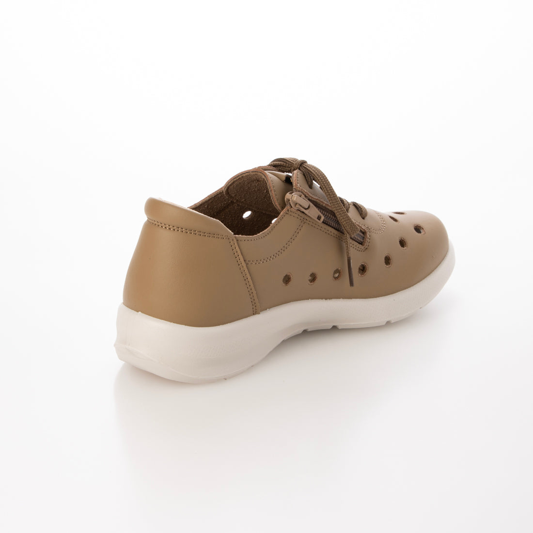 アドット adottona 【軽量】ファスナー付きパンチングコンフォートスニーカー （OAK） OAK