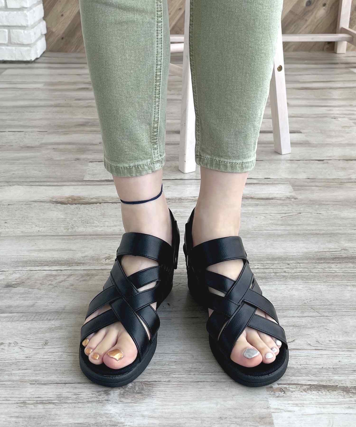 アドット adottona 【軽量】グリッターヒールサンダル【2WAY】,BLK